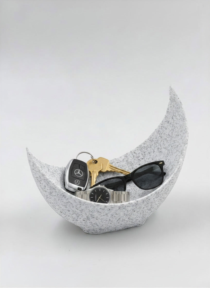 Lunar Crescent Bowl - Plant-Based Marble Finish Decor by LayerN