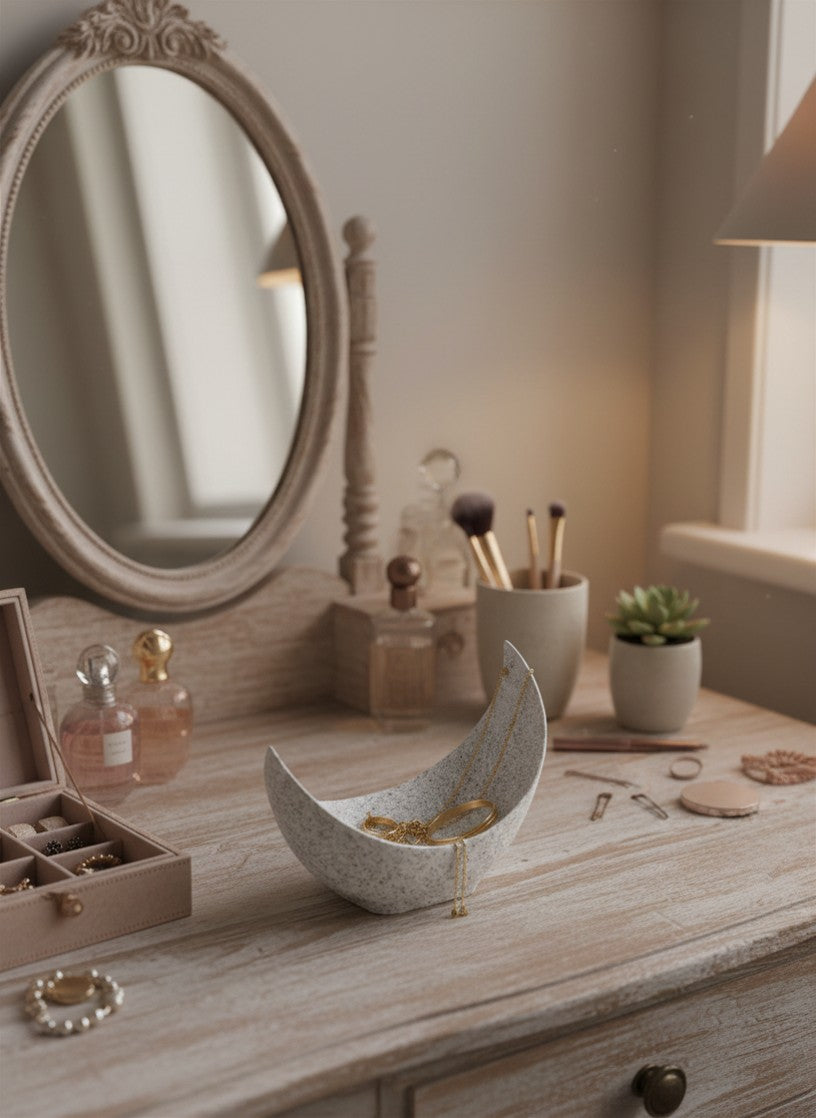 Lunar Crescent Bowl - Plant-Based Marble Finish Decor by LayerN