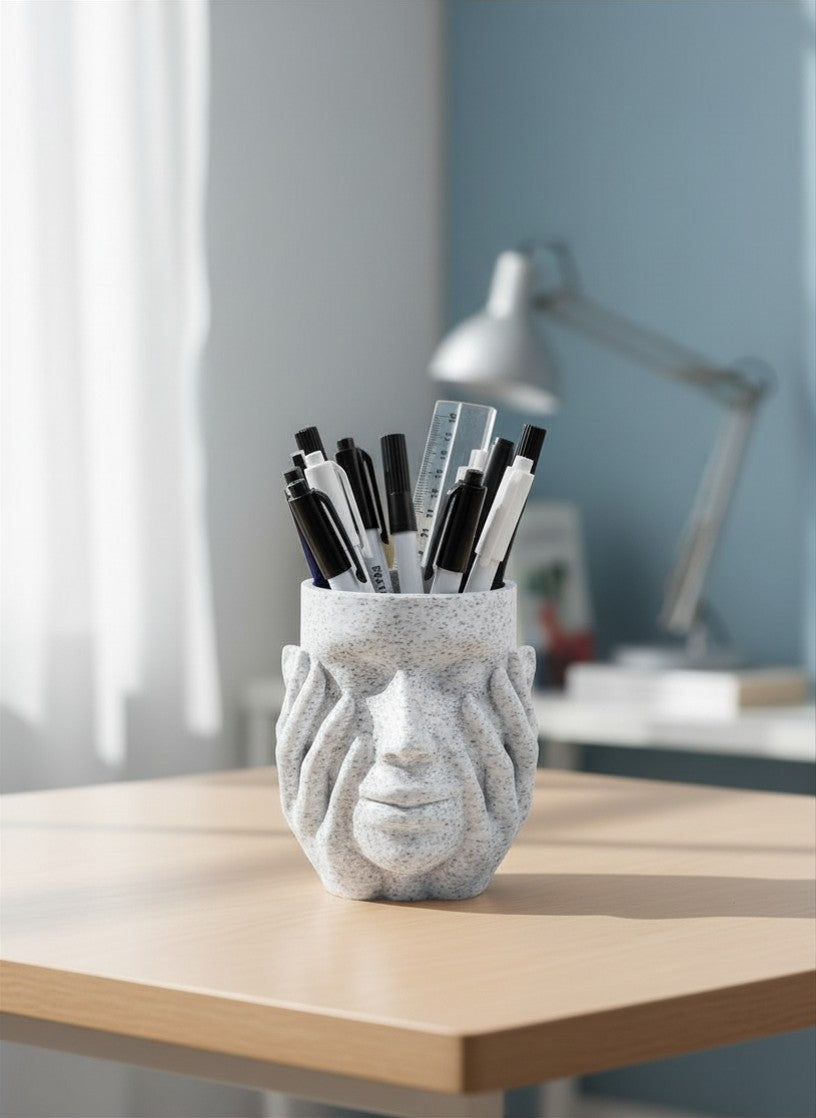 Serene Face Planter - Plant-Based Marble Finish Decor by LayerN