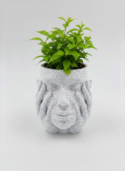 Serene Face Planter - Plant-Based Marble Finish Decor by LayerN