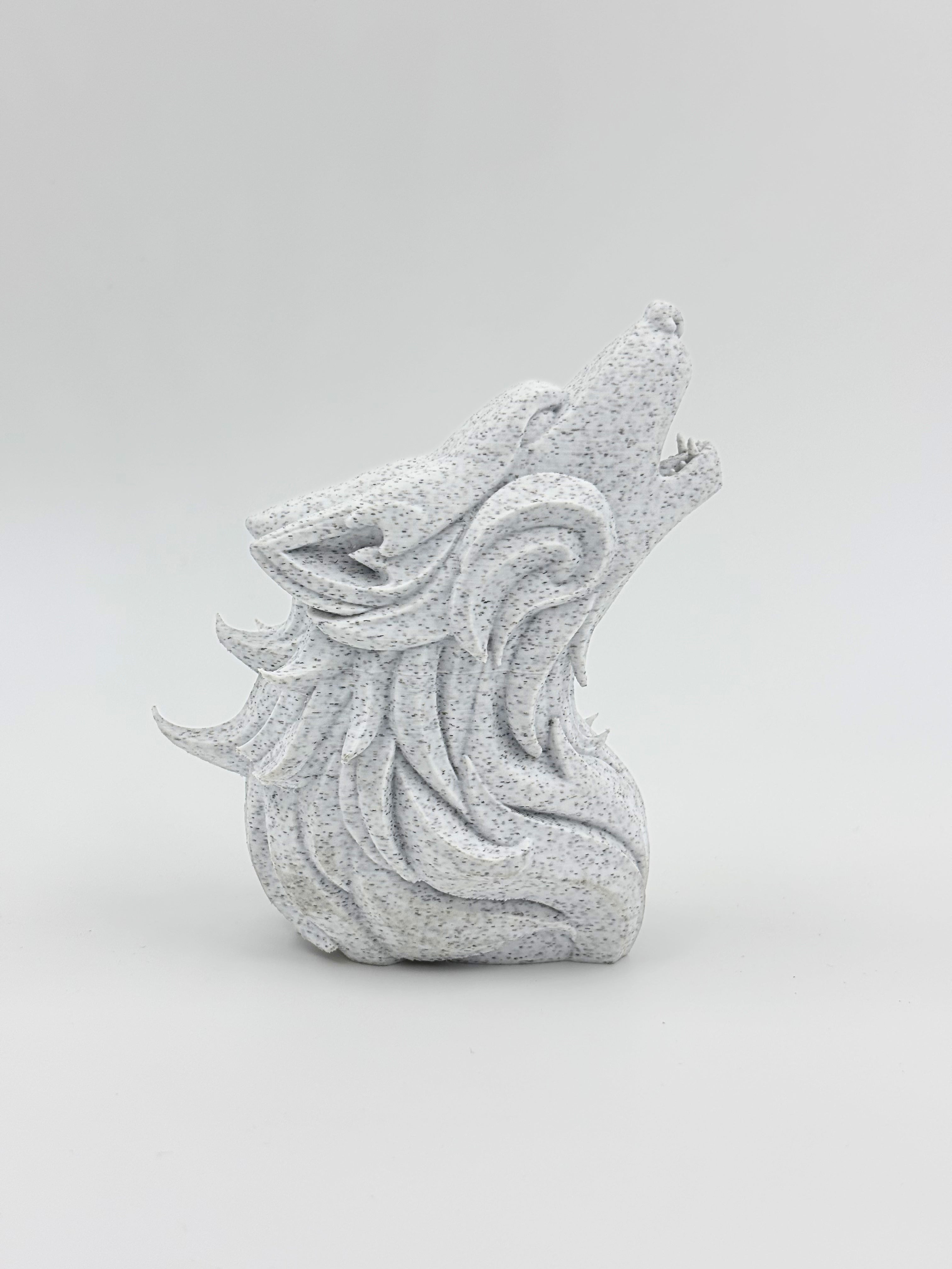 Howling Wolf Figure - Plant-Based Marble Finish Decor by LayerN
