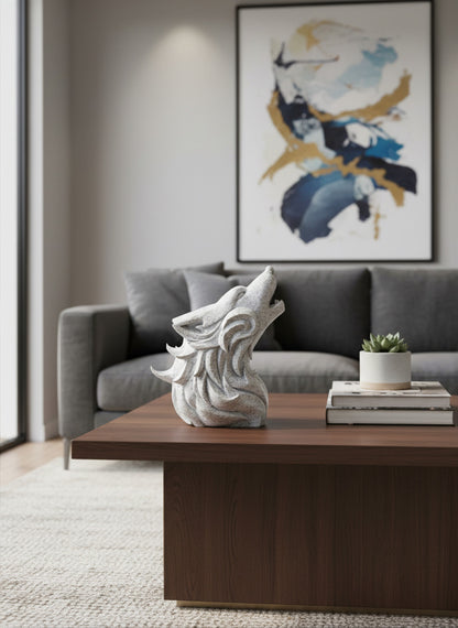 Howling Wolf Figure - Plant-Based Marble Finish Decor by LayerN
